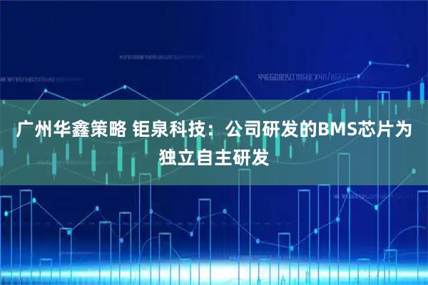 广州华鑫策略 钜泉科技：公司研发的BMS芯片为独立自主研发